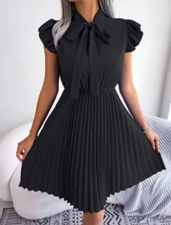 Clearance Women's Mini Dress Casual Dress A Line Dress Stylish Basic Casual Vacation Daily Regular Fit Plain Sleeveless Stand Collar Black Wine Summer Spring Women Work Dresses