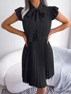 Clearance Women's Mini Dress Casual Dress A Line Dress Stylish Basic Casual Vacation Daily Regular Fit Plain Sleeveless Stand Collar Black Wine Summer Spring Women Work Dresses