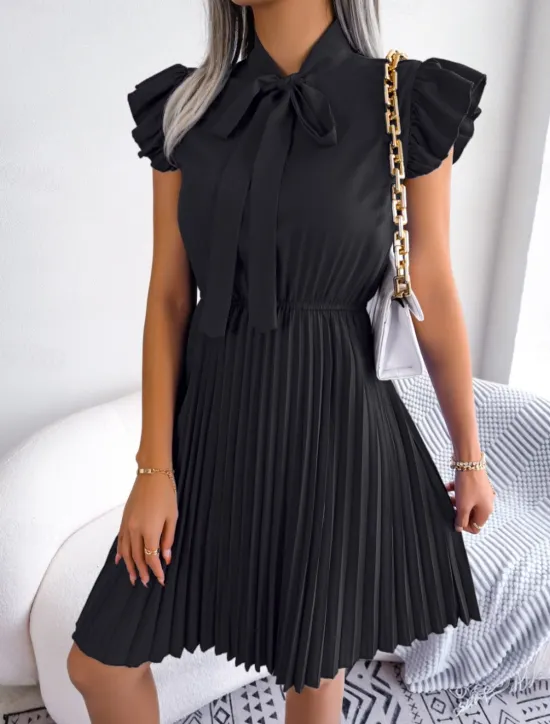 Clearance Women's Mini Dress Casual Dress A Line Dress Stylish Basic Casual Vacation Daily Regular Fit Plain Sleeveless Stand Collar Black Wine Summer Spring Women Work Dresses