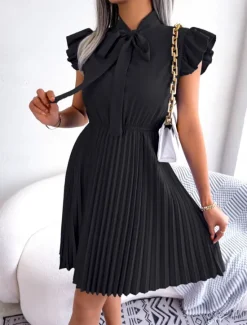 Clearance Women's Mini Dress Casual Dress A Line Dress Stylish Basic Casual Vacation Daily Regular Fit Plain Sleeveless Stand Collar Black Wine Summer Spring Women Work Dresses