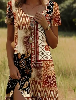 Women's Mini Dress Casual Dress Petite Dress T Shirt Dress Tee Dress Sundress Stylish Casual Vacation Casual Daily Regular Fit Color Block Short Sleeve Crew Neck Summer Spring Women T Shirt Dresses