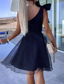Best Women's Mini Dress Casual Dress Cocktail Dress Wedding Guest Dress Chiffon Dress Streetwear Casual Vacation Street Holiday Regular Fit Sleeveless One Shoulder Black Red Purple Green Summer Women Cocktail Dress