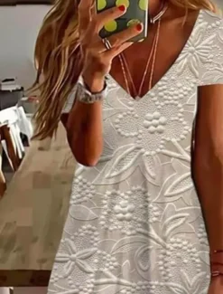 Clearance Women's Mini Dress Casual Dress Elegant Tropical Hawaiian Daily Regular Fit 3D Print Floral Short Sleeve Crew Neck Black White Pink Blue Summer Women T Shirt Dresses
