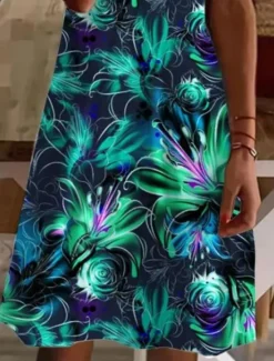 Clearance Women's Mini Dress Casual Dress Elegant Tropical Hawaiian Daily Regular Fit Floral Short Sleeve Crew Neck Summer Women T Shirt Dresses