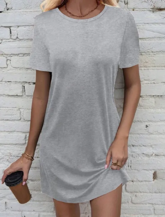 Women's Mini Dress Casual Dress T Shirt Dress Tee Dress Classic Modern Vacation Daily Going out Regular Fit Plain Short Sleeve Crew Neck Black White Light Grey Dark Gray Summer Women T Shirt Dresses