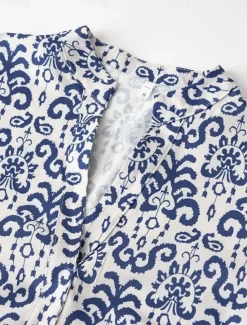 Sale Women's Mini Dress Casual Dress Boho Chic Dresses A Line Dress Boho Dress Bohemia Vintage Vacation Daily Regular Fit Floral 3/4 Length Sleeve Notched Neck Pink Blue Summer Women Floral Dresses