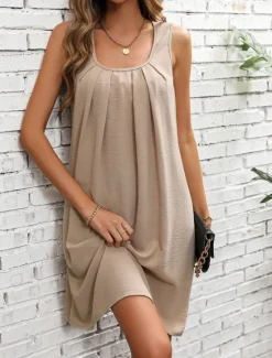 Best Women's Mini Dress Casual Dress Tank Dress Basic Casual Vacation Daily Regular Fit Plain Sleeveless U Neck Summer Spring Women Cocktail Dress