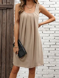 Best Women's Mini Dress Casual Dress Tank Dress Basic Casual Vacation Daily Regular Fit Plain Sleeveless U Neck Summer Spring Women Cocktail Dress
