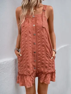 Clearance Women's Mini Dress Casual Dress A Line Dress Stylish Basic Casual Vacation Daily Beach Loose Fit Plain Sleeveless Strap Summer Spring Women Sundresses