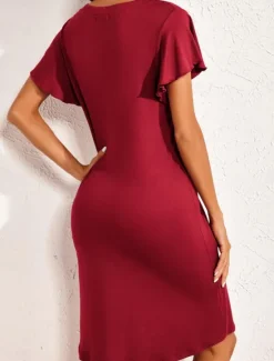 New Women's Mini Dress Casual Dress T Shirt Dress Tee Dress Stylish Basic Casual Vacation Daily Regular Fit Plain Short Sleeve V Neck Black Wine Summer Women T Shirt Dresses