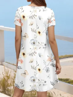 Discount Women's Mini Dress Casual Dress Elegant Stylish Casual Daily Regular Fit Floral Graphic Ditsy Floral Short Sleeve Crew Neck Summer Spring Women T Shirt Dresses