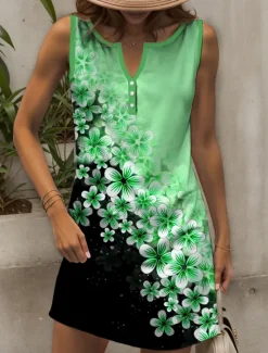 Women's Mini Dress Casual Dress Petite Dress Sundress Summer Dress Elegant Vacation Casual Vacation Daily Holiday Regular Fit Ombre Floral Sleeveless V Neck Purple Summer Spring Women Sundresses