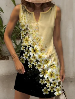 Women's Mini Dress Casual Dress Petite Dress Sundress Summer Dress Elegant Vacation Casual Vacation Daily Holiday Regular Fit Ombre Floral Sleeveless V Neck Purple Summer Spring Women Sundresses