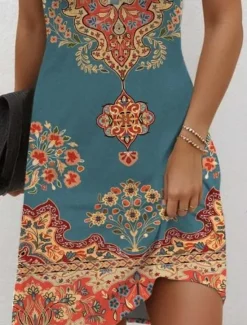 Outlet Women's Mini Dress Casual Dress Petite Dress Sundress Summer Dress Casual Vacation Daily Holiday Regular Fit Floral Graphic Bohemian Sleeveless V Neck Red Navy Blue Blue Purple Summer Women T Shirt Dresses