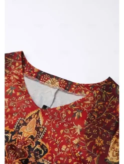 Hot Women's Mini Dress Casual Dress Summer Dress Print Dress Active Fashion Streetwear Outdoor Vacation Daily Regular Fit Floral Short Sleeve V Neck Black White Red Burgundy Summer Spring Women Casual Dress