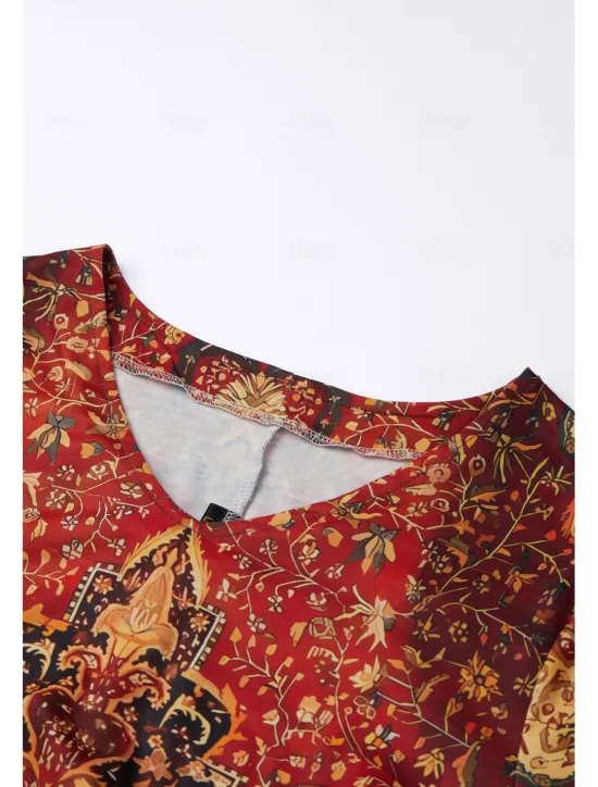 Hot Women's Mini Dress Casual Dress Summer Dress Print Dress Active Fashion Streetwear Outdoor Vacation Daily Regular Fit Floral Short Sleeve V Neck Black White Red Burgundy Summer Spring Women Casual Dress
