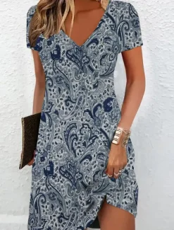 Hot Women's Mini Dress Casual Dress Summer Dress Print Dress Active Fashion Streetwear Outdoor Vacation Daily Regular Fit Floral Short Sleeve V Neck Black White Red Burgundy Summer Spring Women Casual Dress