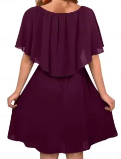 Hot Women's Mini Dress Cocktail Dress Wedding Guest Dress Chiffon Dress Formal Dress Elegant Streetwear Basic Party Wedding Guest Work Regular Fit Short Sleeve Crew Neck Black White Wine Green Summer Women Cocktail Dress
