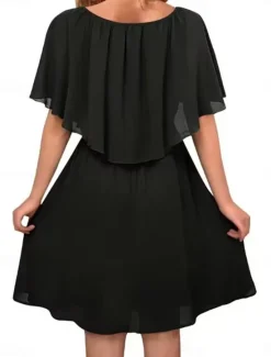 Hot Women's Mini Dress Cocktail Dress Wedding Guest Dress Chiffon Dress Formal Dress Elegant Streetwear Basic Party Wedding Guest Work Regular Fit Short Sleeve Crew Neck Black White Wine Green Summer Women Cocktail Dress