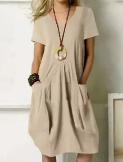 Clearance Women's Mini Dress Cotton Linen Dresses Casual Dress Stylish Basic Casual Vacation Daily Regular Fit Plain Short Sleeve V Neck Black Khaki Army Green Summer Spring Women Dresses
