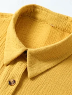 Outlet Women's Mini Dress Cotton Linen Dresses Shirt Dress Winter Dress Casual Vacation Regular Fit Plain Short Sleeve V Neck Black White Yellow Blue Summer Women Dresses