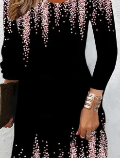 Best Women's Mini Dress Crew Neck Long Sleeve Sheath Dress Petite Dress T Shirt Dress Tee Dress Elegant Stylish Street Casual Regular Fit Floral Summer Women Cocktail Dress