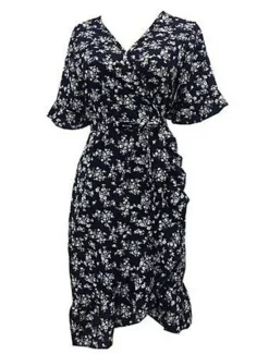 Online Women's Mini Dress Emerald Green Dress Wrap Dress Stylish Basic Romantic Vacation Daily Date Regular Fit Floral Short Sleeve V Neck Navy Blue Green Summer Spring Women Spring Dresses