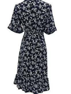 Online Women's Mini Dress Emerald Green Dress Wrap Dress Stylish Basic Romantic Vacation Daily Date Regular Fit Floral Short Sleeve V Neck Navy Blue Green Summer Spring Women Spring Dresses