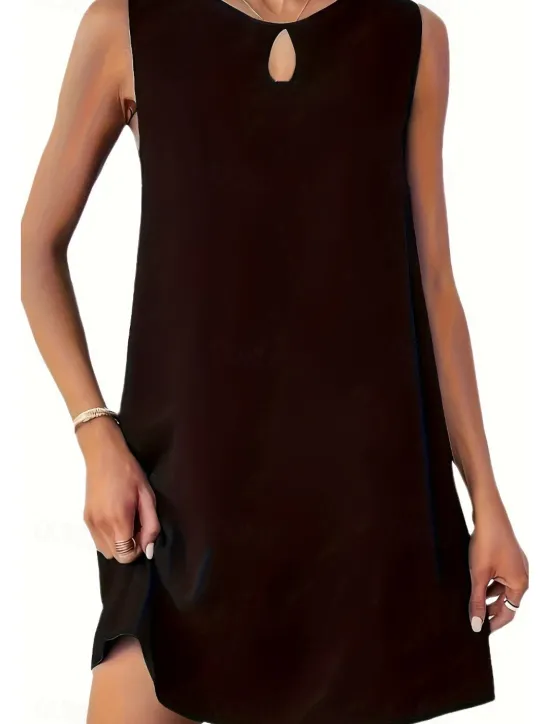 New Women's Mini Dress Fashion Classic Vacation Holiday Going out Regular Fit Plain Sleeveless V Neck Summer Women T Shirt Dresses