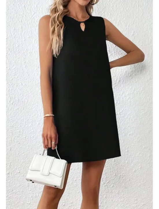 New Women's Mini Dress Fashion Classic Vacation Holiday Going out Regular Fit Plain Sleeveless V Neck Summer Women T Shirt Dresses