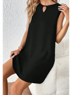 New Women's Mini Dress Fashion Classic Vacation Holiday Going out Regular Fit Plain Sleeveless V Neck Summer Women T Shirt Dresses