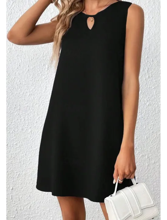New Women's Mini Dress Fashion Classic Vacation Holiday Going out Regular Fit Plain Sleeveless V Neck Summer Women T Shirt Dresses