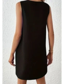 New Women's Mini Dress Fashion Classic Vacation Holiday Going out Regular Fit Plain Sleeveless V Neck Summer Women T Shirt Dresses