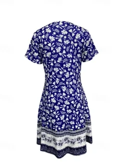 Best Women's Mini Dress Floral Dress Boho Dress Classic Outdoor Vacation Daily Regular Fit Flower Short Sleeve Crew Neck Summer Women Floral Dresses