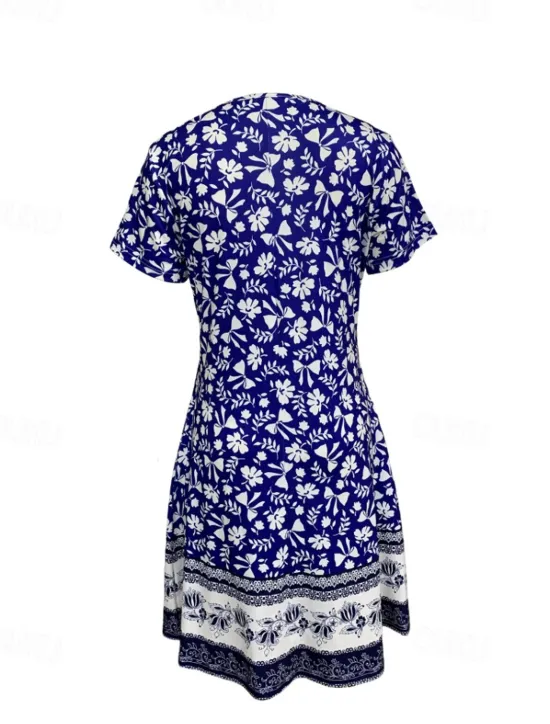 Best Women's Mini Dress Floral Dress Boho Dress Classic Outdoor Vacation Daily Regular Fit Flower Short Sleeve Crew Neck Summer Women Floral Dresses