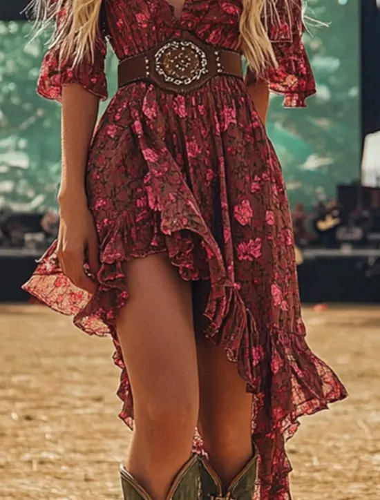 New Women's Mini Dress Floral Dress Boho Dress Print Dress Western Dress Classic Modern Outdoor Vacation Holiday Regular Fit Flower Short Sleeve V Neck Summer Women Floral Dresses