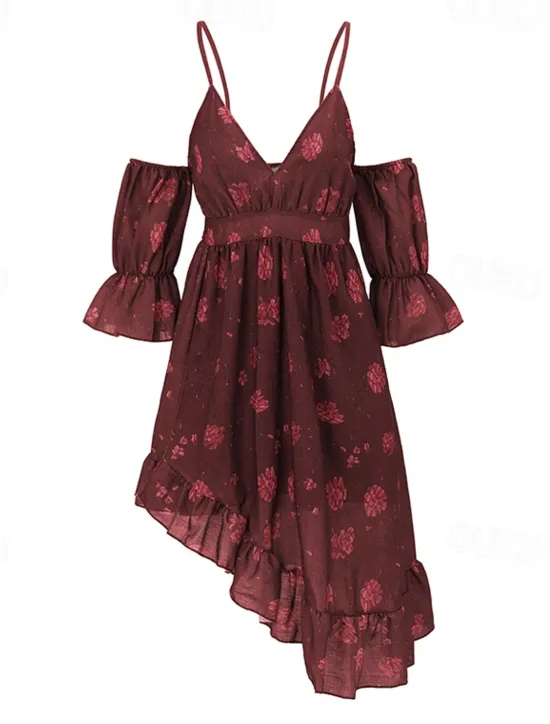 New Women's Mini Dress Floral Dress Boho Dress Print Dress Western Dress Classic Modern Outdoor Vacation Holiday Regular Fit Flower Short Sleeve V Neck Summer Women Floral Dresses