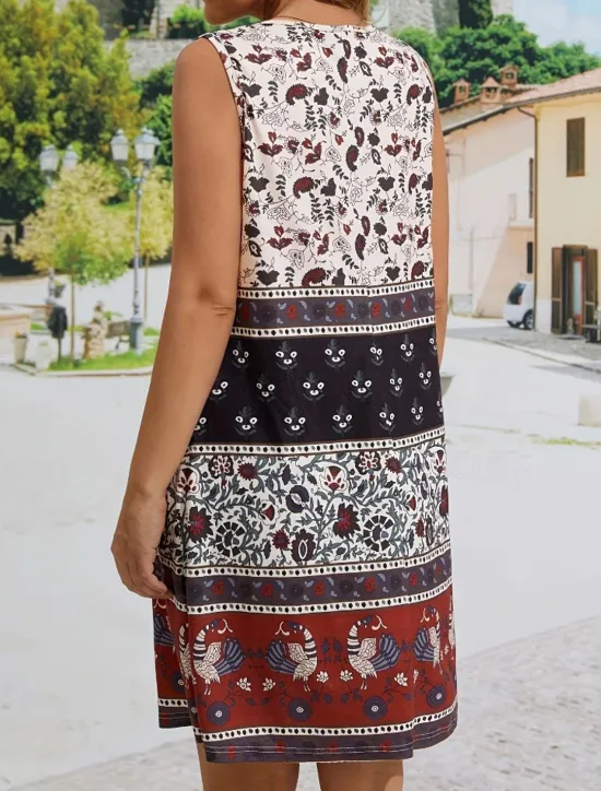 Outlet Women's Mini Dress Floral Dress Boho Dress Print Dress Fashion Classic Modern Vacation Daily Holiday Regular Fit Flower Sleeveless V Neck Summer Women Floral Dresses