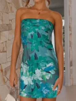 Clearance Women's Mini Dress Floral Dress Fashion Classic Modern Vacation Holiday Going out Regular Fit Flower Sleeveless Strapless Pink Red Blue Purple Summer Women Floral Dresses