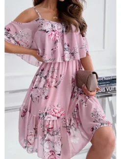 Women's Mini Dress Graduation Dress Floral Dress Print Dress Modern Graduation Going out Weekend Regular Fit Flower Short Sleeve Spaghetti Strap Black White Yellow Pink Summer Women Floral Dresses