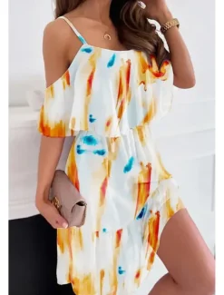 Women's Mini Dress Graduation Dress Floral Dress Print Dress Modern Graduation Going out Weekend Regular Fit Flower Short Sleeve Spaghetti Strap Black White Yellow Pink Summer Women Floral Dresses