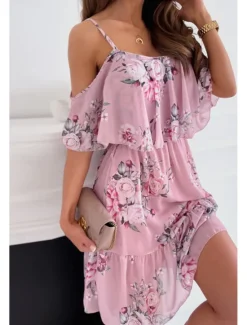 Women's Mini Dress Graduation Dress Floral Dress Print Dress Modern Graduation Going out Weekend Regular Fit Flower Short Sleeve Spaghetti Strap Black White Yellow Pink Summer Women Floral Dresses