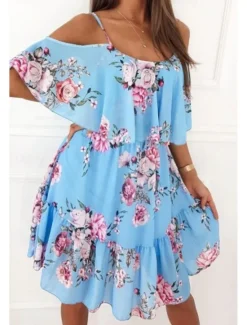 Women's Mini Dress Graduation Dress Floral Dress Print Dress Modern Graduation Going out Weekend Regular Fit Flower Short Sleeve Spaghetti Strap Black White Yellow Pink Summer Women Floral Dresses
