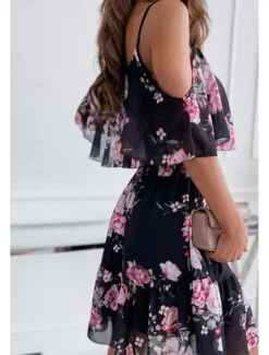 Women's Mini Dress Graduation Dress Floral Dress Print Dress Modern Graduation Going out Weekend Regular Fit Flower Short Sleeve Spaghetti Strap Black White Yellow Pink Summer Women Floral Dresses