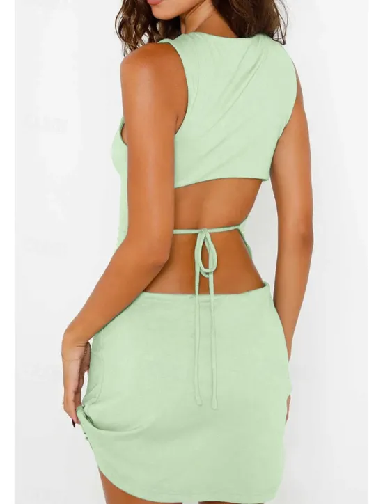Discount Women's Mini Dress Graduation Dress Sheath Dress Fashion Vacation Holiday Graduation Regular Fit Plain Sleeveless Crew Neck Summer Women Cocktail Dress