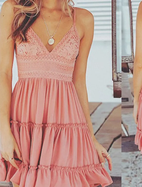 New Women's Mini Dress Graduation Dress Casual Dress A Line Dress Summer Dress Stylish Sexy Vacation Daily Date Regular Fit Plain Sleeveless V Neck White Pink Summer Women White Dresses