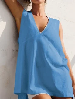 Outlet Women's Mini Dress Graduation Dress Casual Dress Summer Dress Stylish Casual Vacation Daily Date Regular Fit Plain Sleeveless V Neck Light Pink Black White Pink Summer Women White Dresses