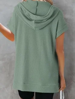Women's Mini Dress Hoodie Dress Casual Dress Basic Casual Vacation Daily Regular Fit Plain Half Sleeve Hooded Black White Blue Fuchsia Summer Women T Shirt Dresses