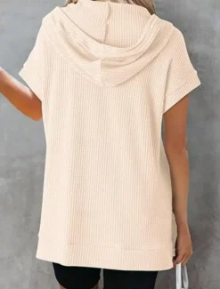 Women's Mini Dress Hoodie Dress Casual Dress Basic Casual Vacation Daily Regular Fit Plain Half Sleeve Hooded Black White Blue Fuchsia Summer Women T Shirt Dresses