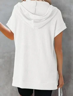 Women's Mini Dress Hoodie Dress Casual Dress Basic Casual Vacation Daily Regular Fit Plain Half Sleeve Hooded Black White Blue Fuchsia Summer Women T Shirt Dresses